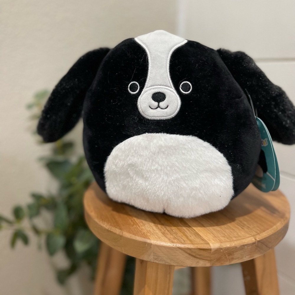 NWT squishmallows “Nathaniel” black and white cocker spaniel 7” squish